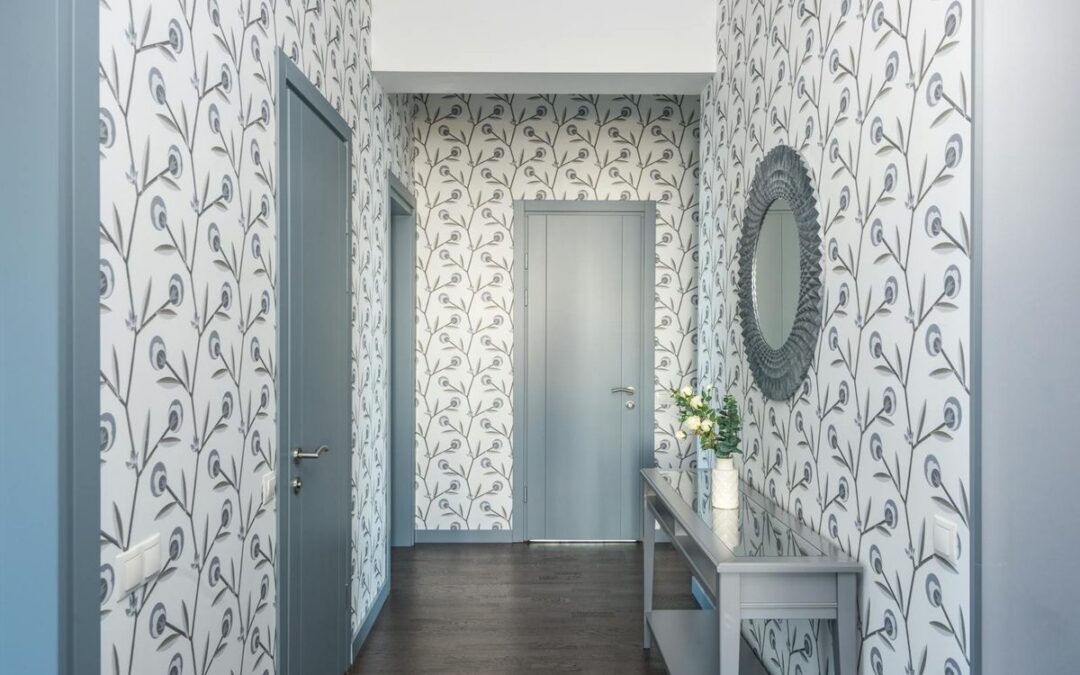 Designer wallpaper in a luxury hallway